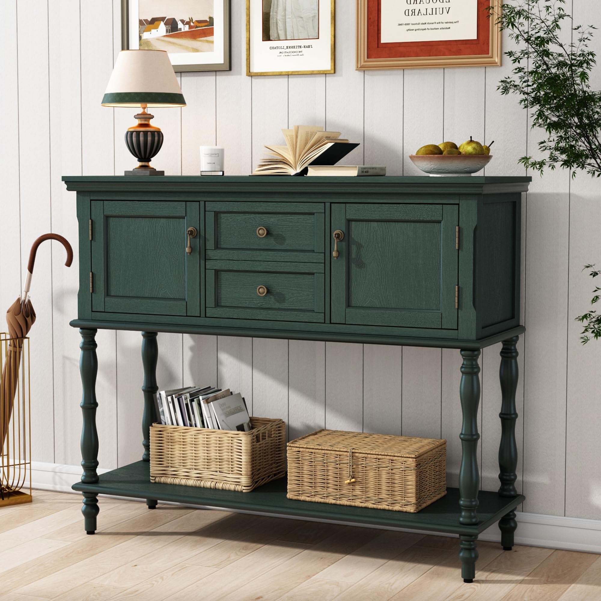 Amazon.com: ARTPOWER Console Table with 2 Drawers, Retro Entryway